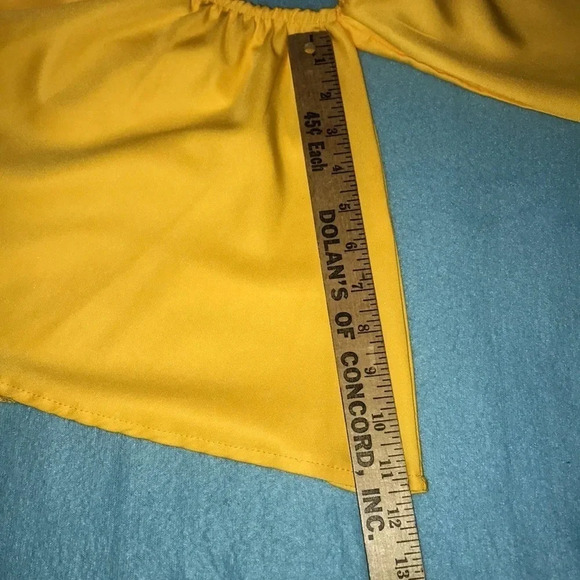 UNBRANDED off shoulders bright yellow butterfly sleeves crop top NEW size M - Picture 7 of 8